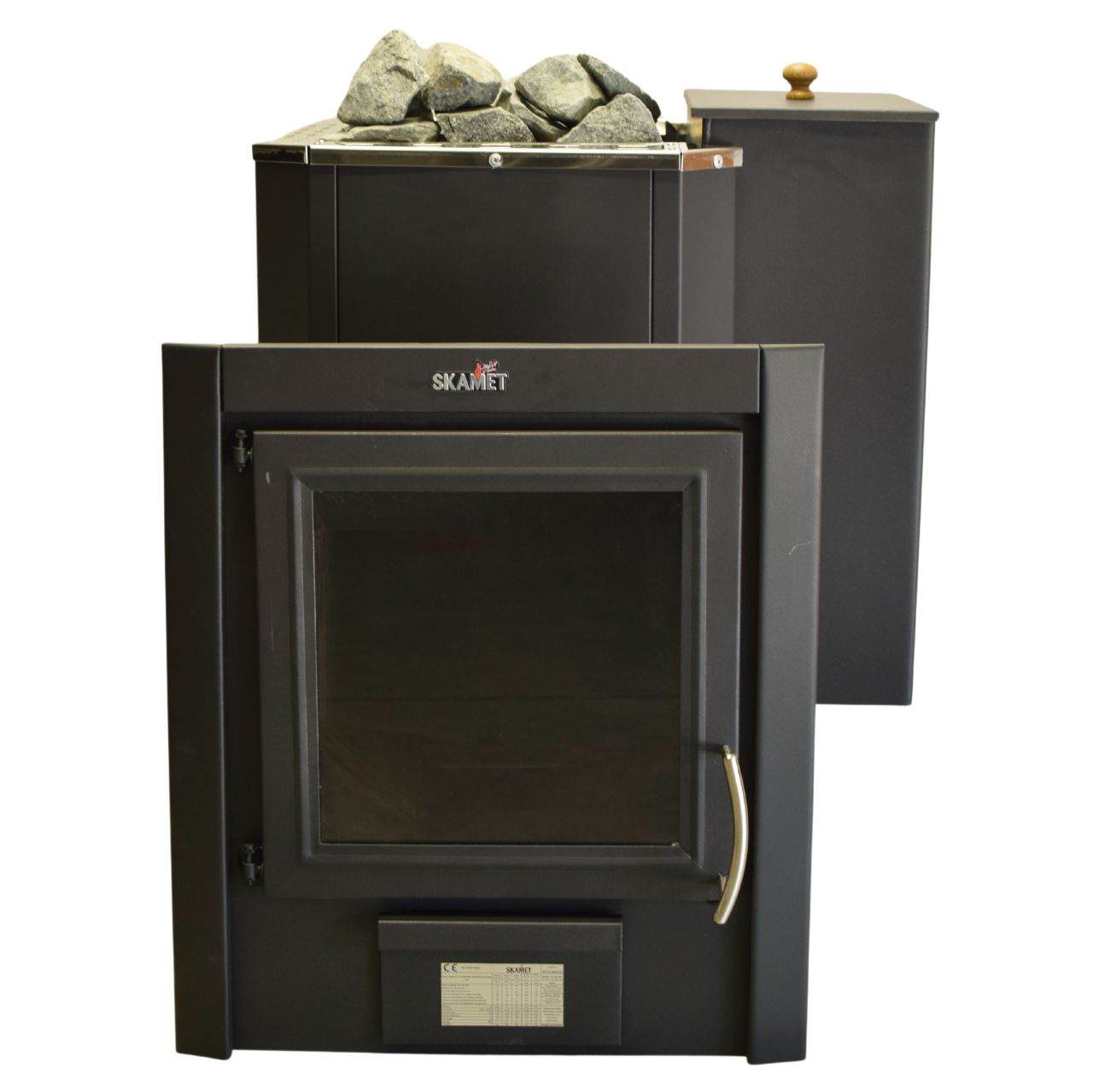 Wood-burning sauna stove PT-220 GL with 40L water tank for 16–25 m³ sauna